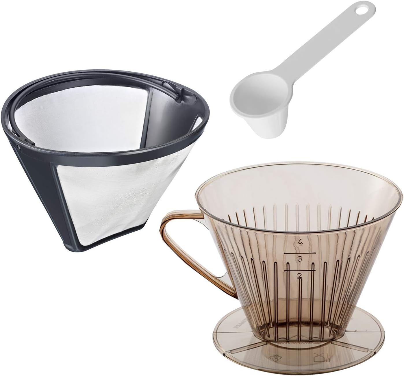 Westmark 244322e8 Coffee Set 3-Piece Permanent Filter Coffee Filter Size 4 + Dosing Spoon Stainless Steel / Plastic Coffee Transparent / White / Silver / Black