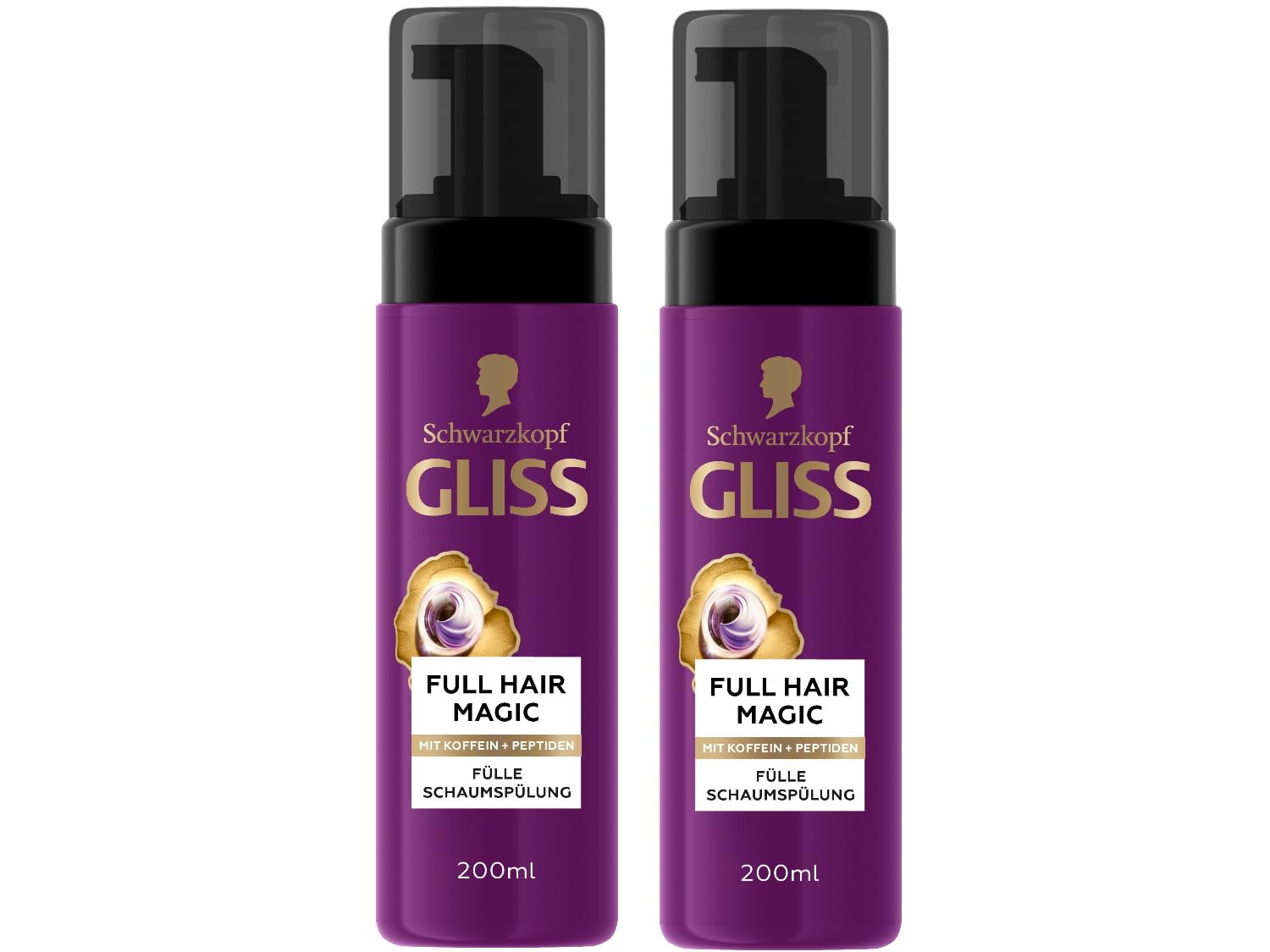 GLISS Full Hair Magic Full Hair Foam Conditioner (2 x 200 ml), Hair Conditioner with Foam Consistency for Volume and Fullness, Conditioner with Caffeine & Peptides Gives Hair Volume
