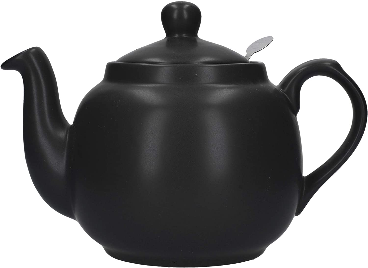 Dexam London Pottery 2 Cup Teapot with Filter, Green, Ceramic, Matte Black, 4 Cup