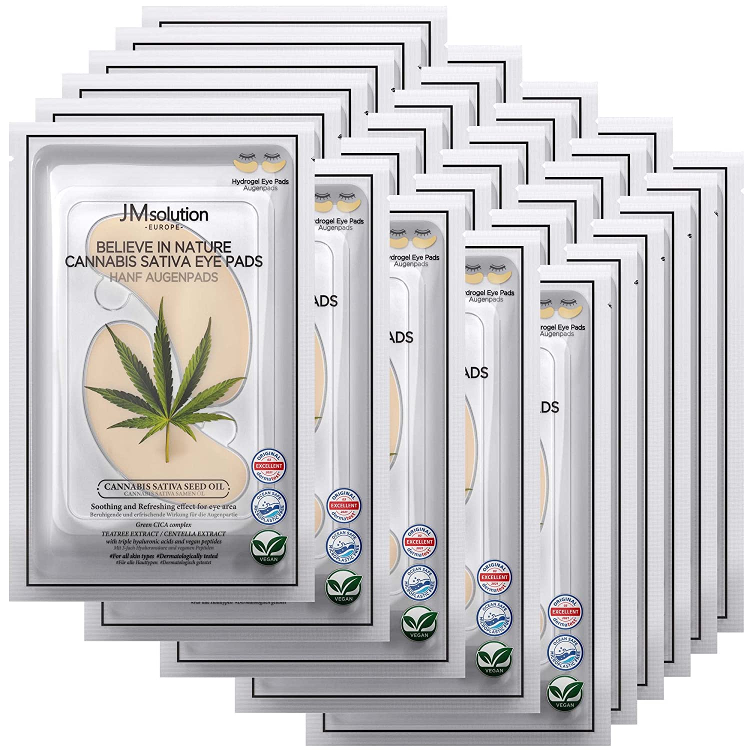 JMsolution Believe In Nature Hemp Eye Pads 30 Pairs (Vegan, Pure Skin, Cooling, Spa Feeling)