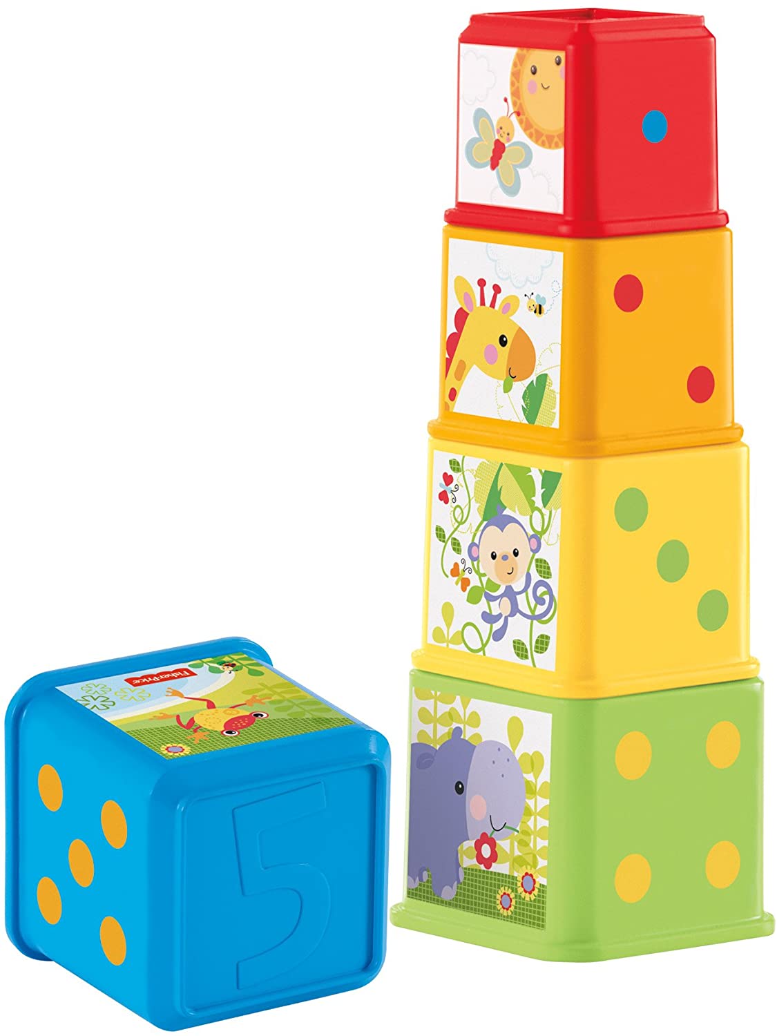 Fisher-Price CDC52 Colourful Stacking Cube Toy for Sorting and Stacking 6 Months +, Single