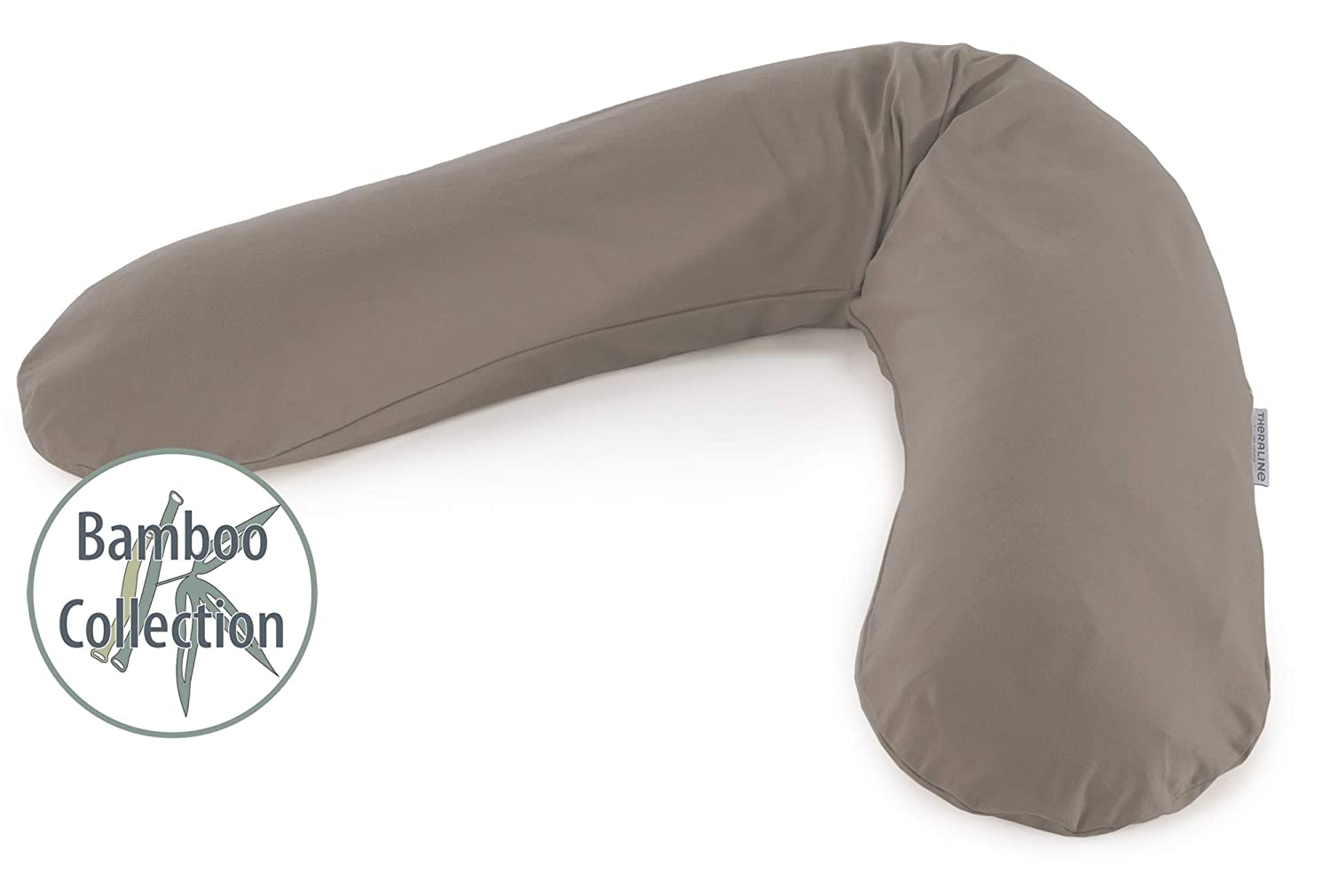 Replacement Cover For The Original Theraline Pregnancy And Nursing Pillow, 100% Cotton. Bamboo Collection Clay grey
