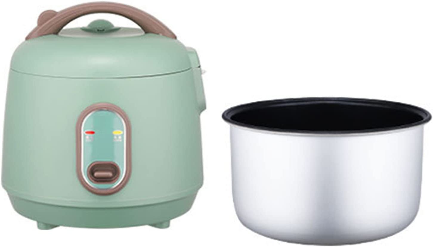 Mini Rice Cooker Electric Non-Stick Rice Cooker Alloy Plastic Multifunctional Portable Non-Stick Electric Rice Cooker 2L Lining (Green)