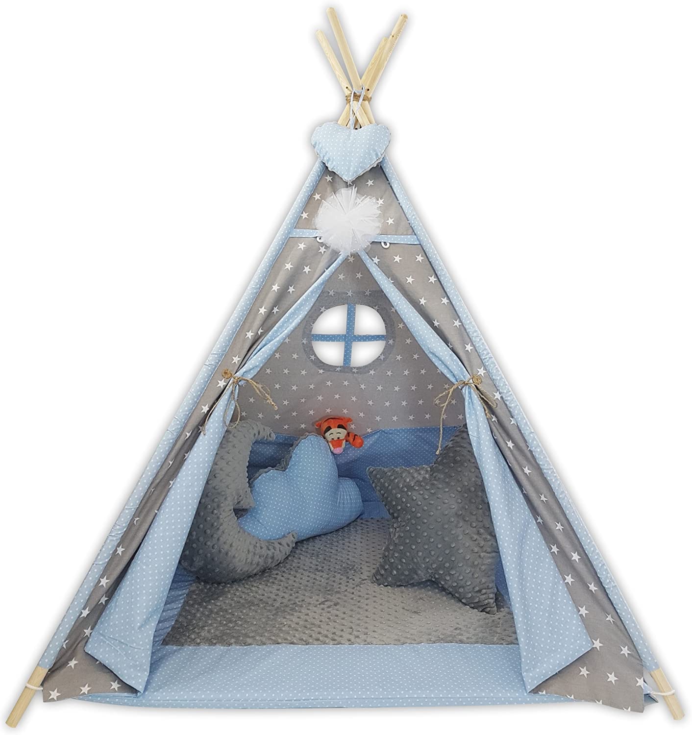  Native American Teepee Set For Children, Indoor / Outdoor Play Tent With Ba