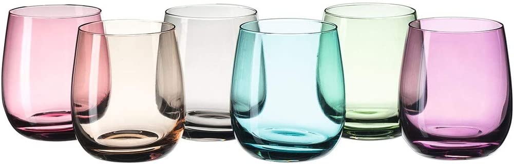 LEONARDO HOME Leonardo Sora 047289 Drinking Glasses Set of 6 Colourful Glasses Dishwasher Safe Juice Glasses Water Glasses Drinking Cups in 6 Colours 360 ml Colourful
