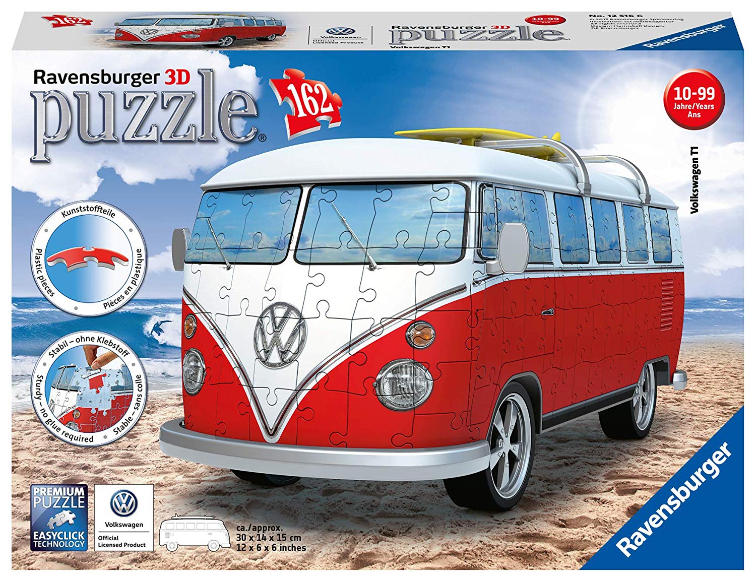 Ravensburger Erwachsenenpuzzle Volkswagen T1 – 3D Puzzle, White-Red