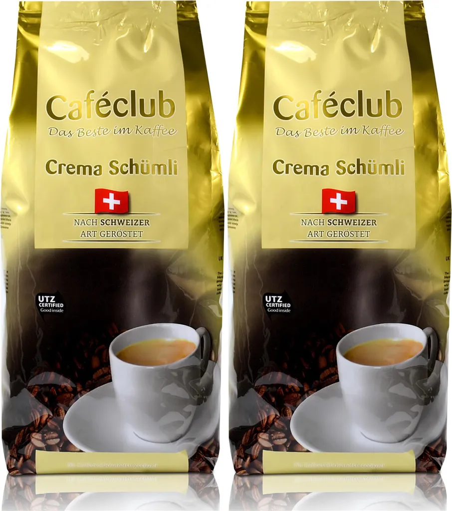 2x Cafeclub Supercreme Swiss Schümli Coffee Beans 1 Kg For Fully Automatic Coffee Machines