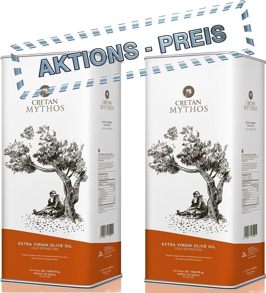 2x CRETAN MYTHOS 03038 Extra Natives Olivenöl 5Liter Kanister = 10L