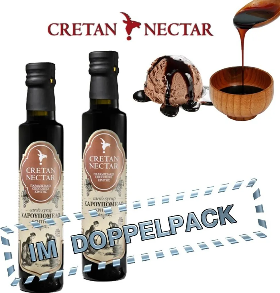 2x CRETAN NECTAR 01922 - Carob Sirup - Johannisbrotsirup von Chania Kreta 250ml (= 500ml)