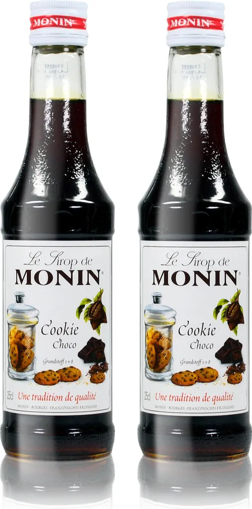 2x Monin Cookie Choco Sirup, 250 ml Flasche - für Cocktails, zum Kaffee oder Ko