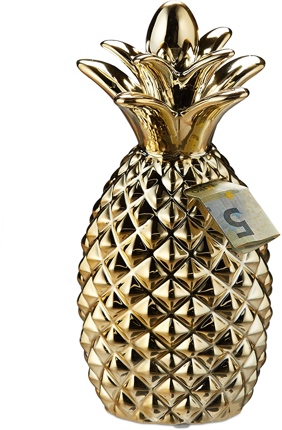 Relaxdays Money Box In Trendy Design Coins & Notes Decorative Pineapple Hxd