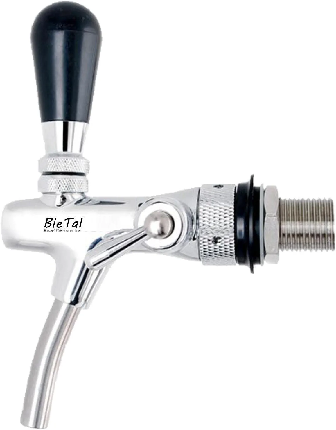 BieTal® Compensator tap, tap adjustable beer tap with foam button, chrome-plated, 35 mm