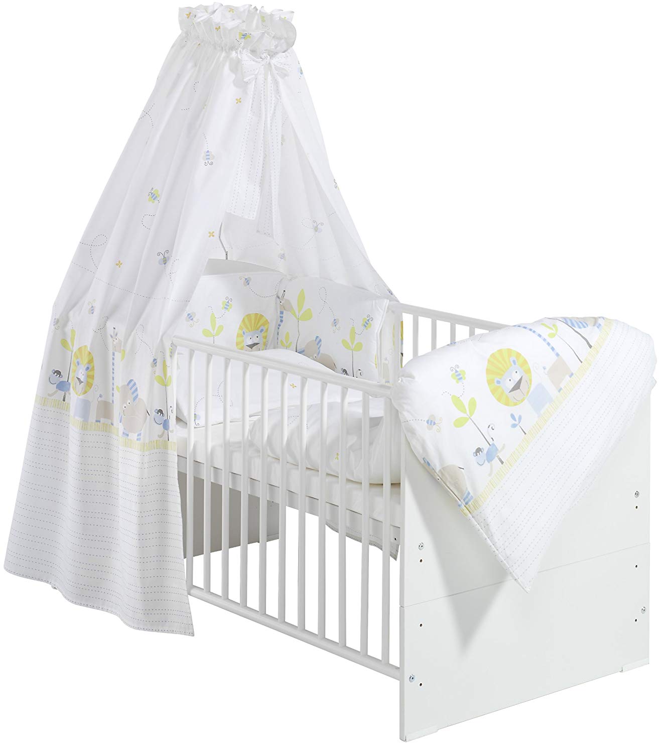 Schardt Classic Complete Bed Cot 4-Piece Set Bed Set, Canopy Pole and Mattr
