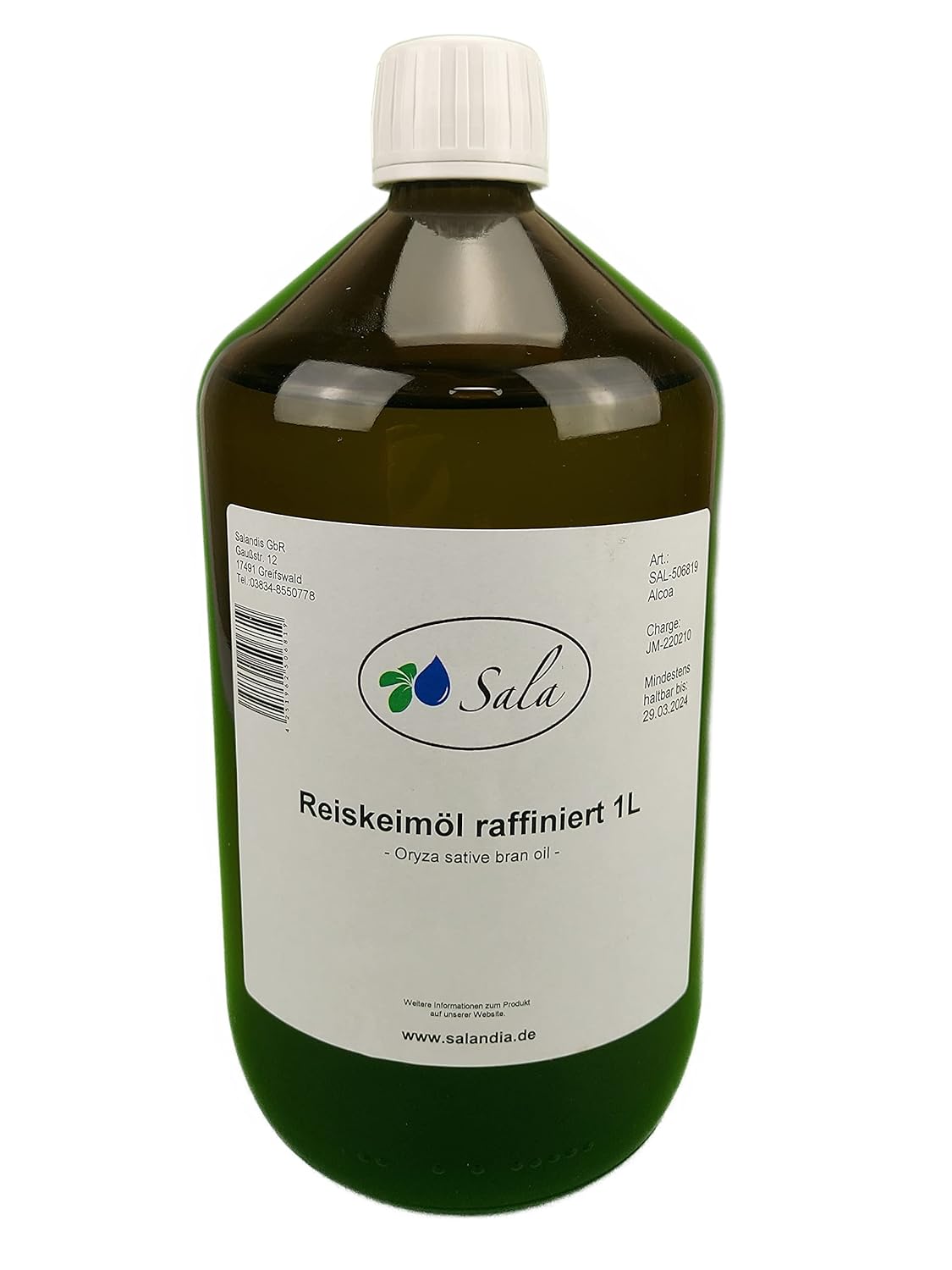 Sala Rice Germ Oil Refined Ph. Eur. 1 Litre 1000 ml Glass Bottle