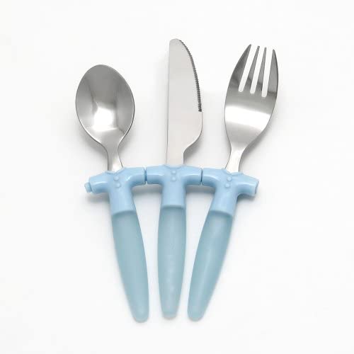 3-pcs. Children Cutlery Set, stainless steel with PP-handle in blue