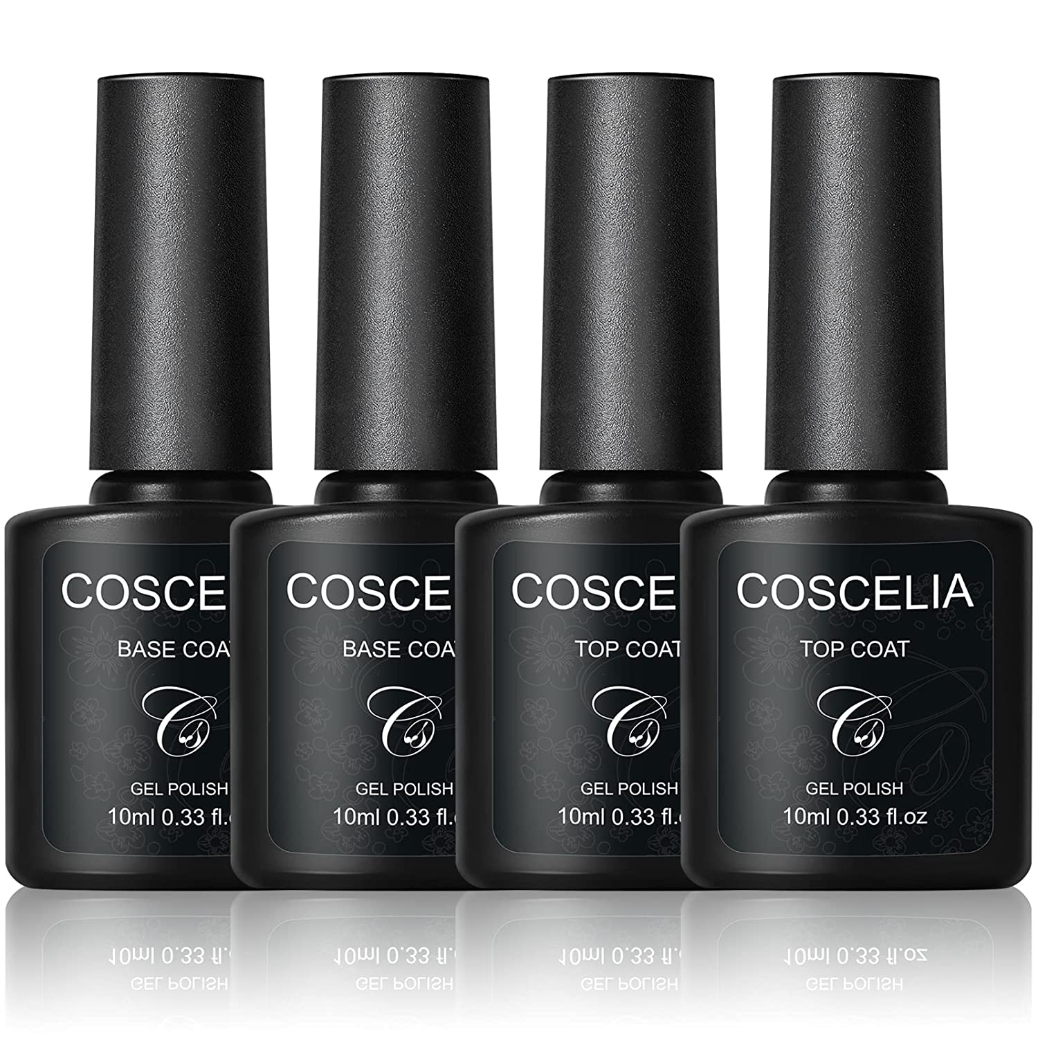 COSCELIA Top & Base Coat Set Top Coat Base Coat 2 Pieces Top & Base Coat Multifunctional Base Coat Top Coat UV Gel Nail Polish Nail Design Nail Art