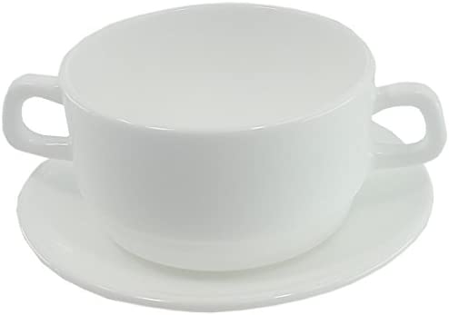 Arcoroc 32cl Restaurant White Stackable Soup Cup and Saucer (VE)