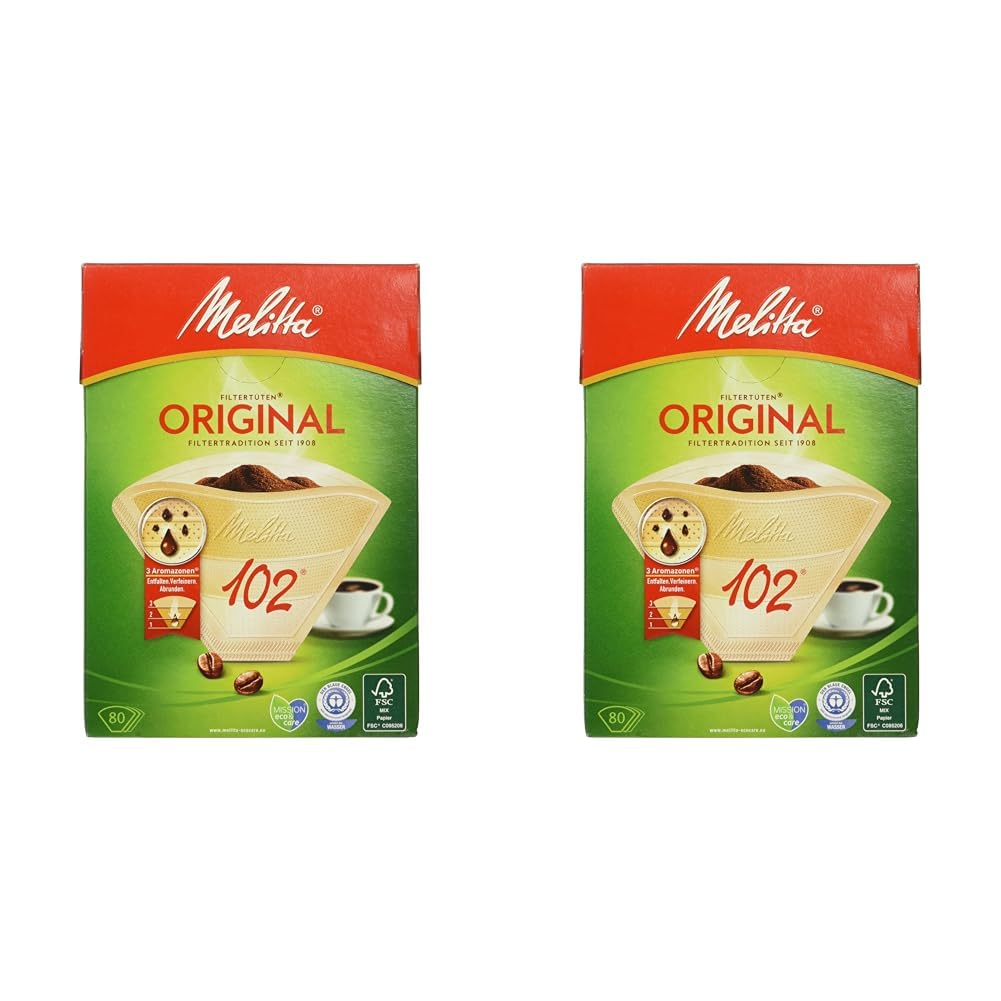 Melitta 80 x Natural Brown 3 Aroma Filter Bags 102 (Pack of 2)