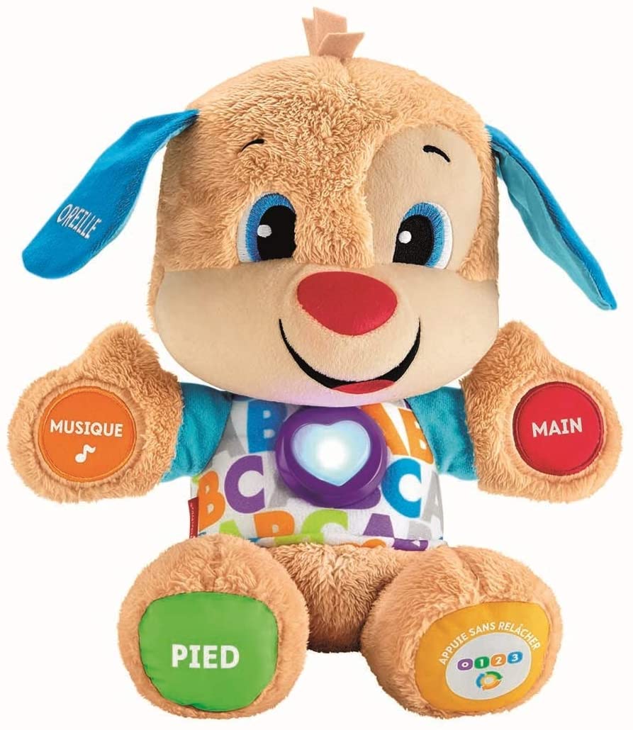 Fisher-Price Puppy FPM44 Baby Learning Toy Interactive Plush Toy Over 75 Songs and 3 Learning Levels French Version 6 Months and More
