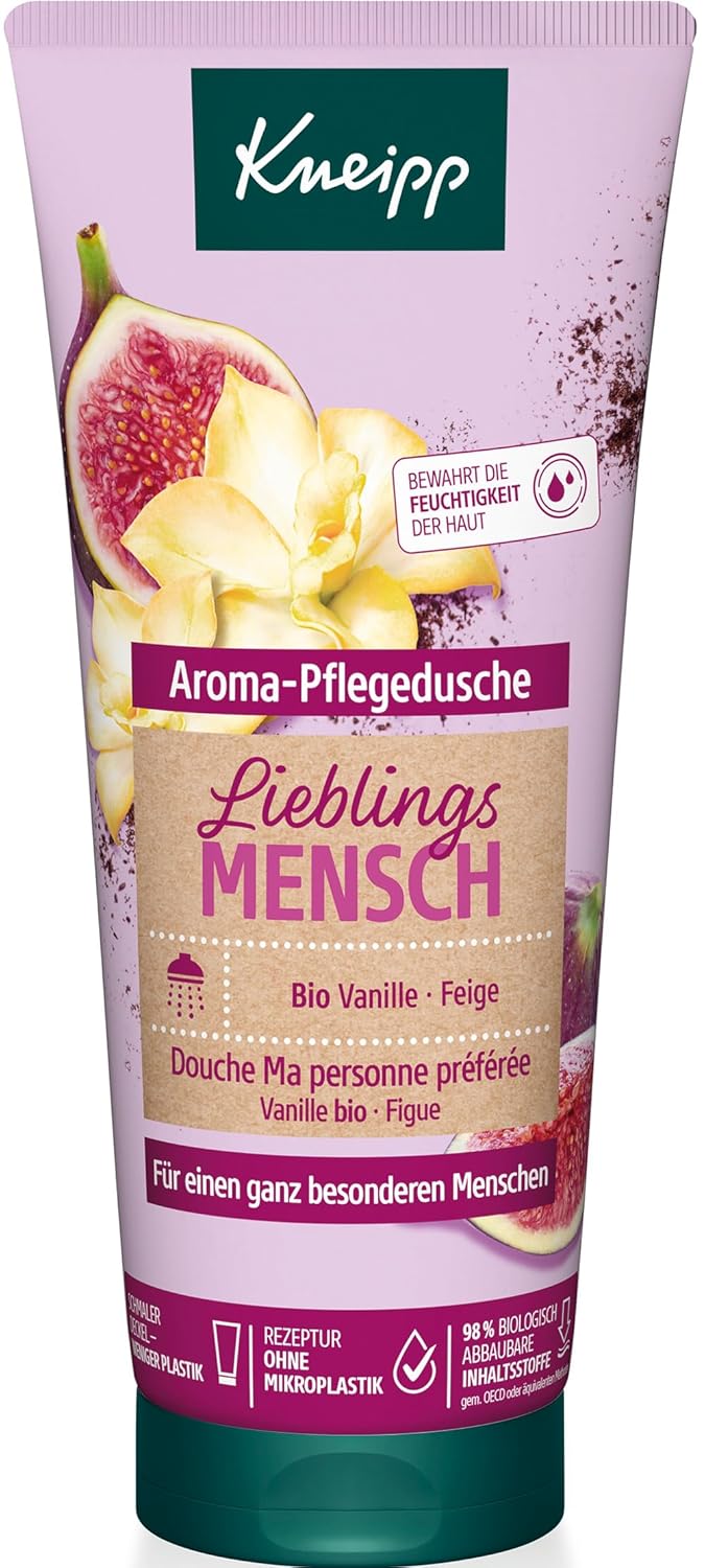 Kneipp Favorite Person Aroma Shower Gel with Natural Extracts of Organic Vanilla and Fig & Nourishing Almond Oil - Formulation without Microplastics - 200 ml