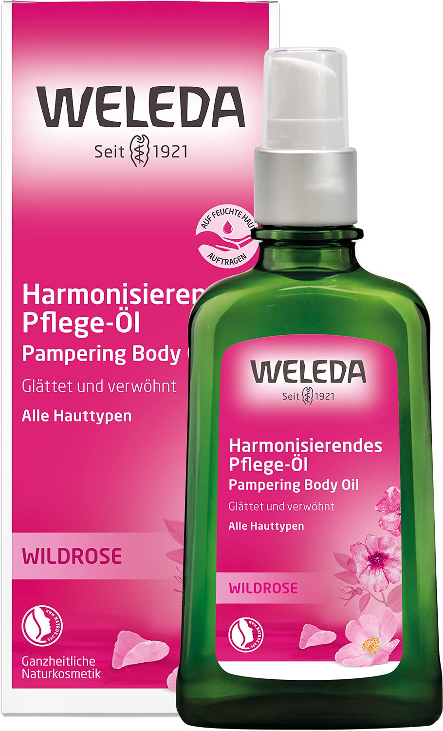 Weleda Wild Rose Harmonising Nourishing Oil, Natural Cosmetics Body Oil from Roses, for Dry and Demanding Skin with Pleasant Rose Fragrance, 1 x 100 ml
