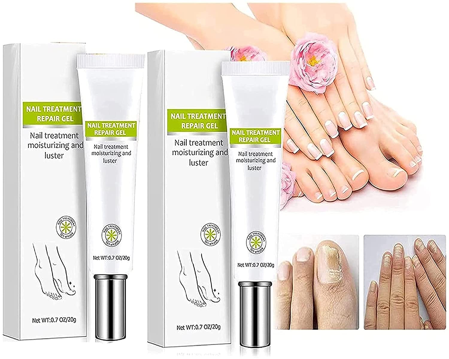 Qagazine 2Pcs Nail repair pen,Nagel Behandlung,Nagelreparaturgel,Nagelpflege Pflegend Creme,Nagelpflege Stift,Nail Toenail Treatment,Nagelpflege für gesunde Fuß und Hand,Repariert und Schützt vor Verfärbungen, ‎white