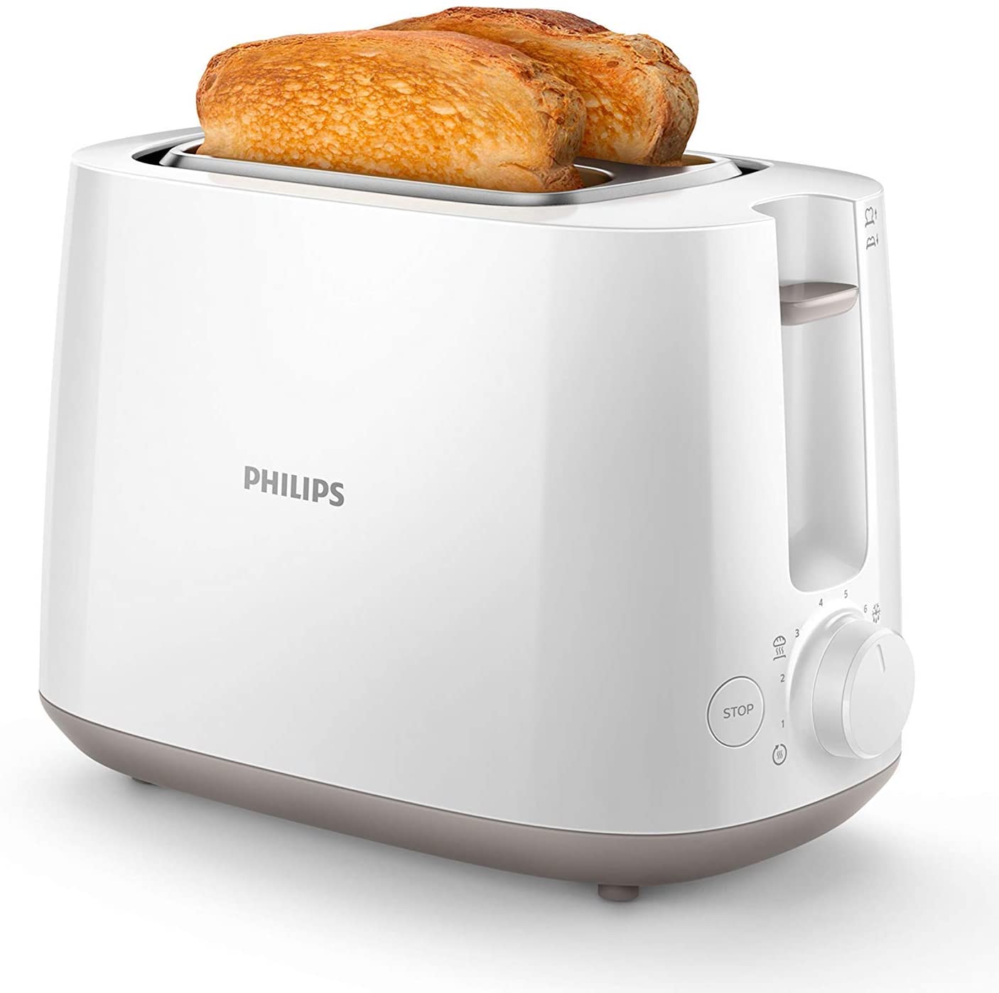 Philips Domestic Appliances Philips HD2581/00 Toaster, Integrated Bun Attachment, 8 Browning Levels, Wh