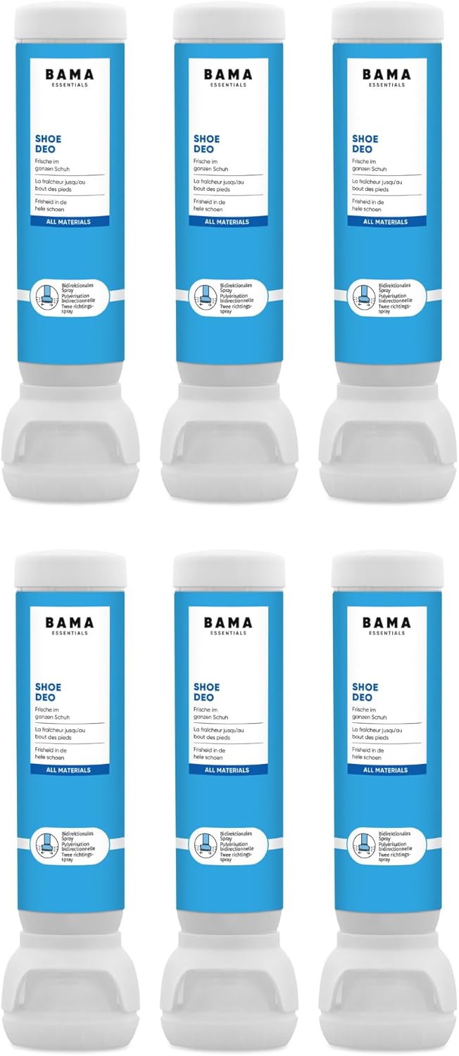 Bama Essentials Shoe Deodorant (6 x 100 ml) - Antibacterial Fresh, Hygienic Deodorant Spray for Sports, Work and Leisure Shoes