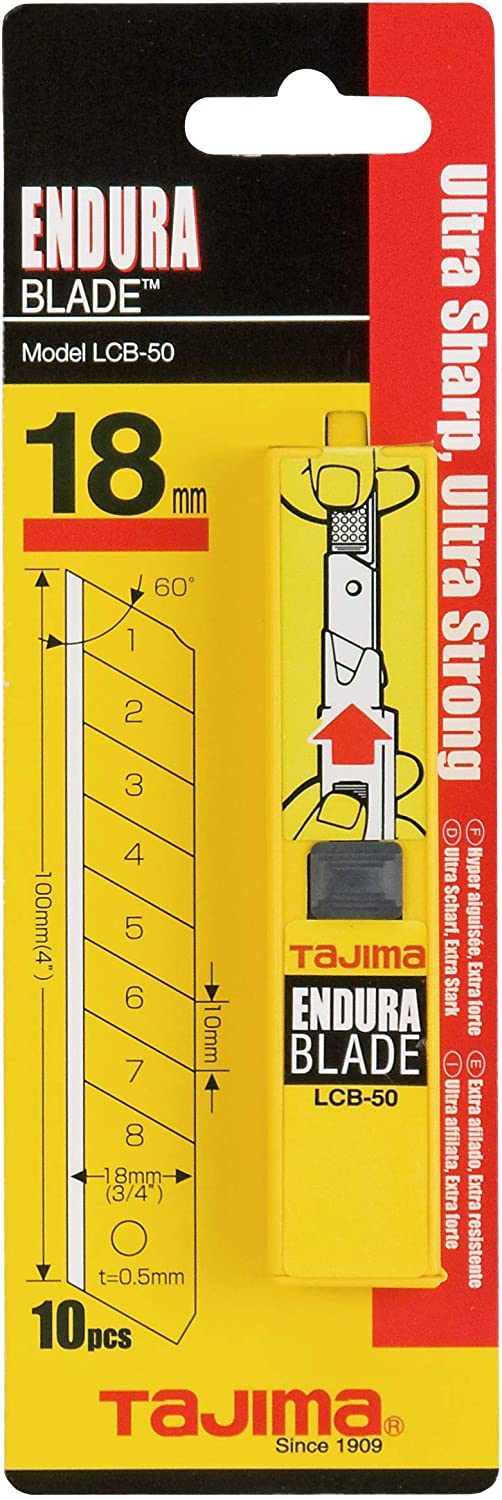 Tajima Endura Blade Snap-Off Blades Replacement Blades Cutter Blades 18 - 22 mm, yellow, LB50CD