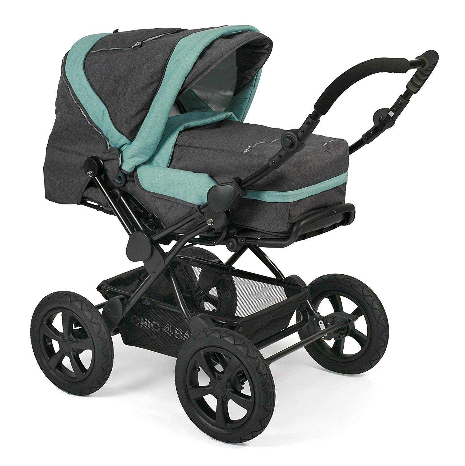 CHIC 4 BABY Viva 100 65 Combi Pushchair with Carry Bag Jeans Melange Mint Grey