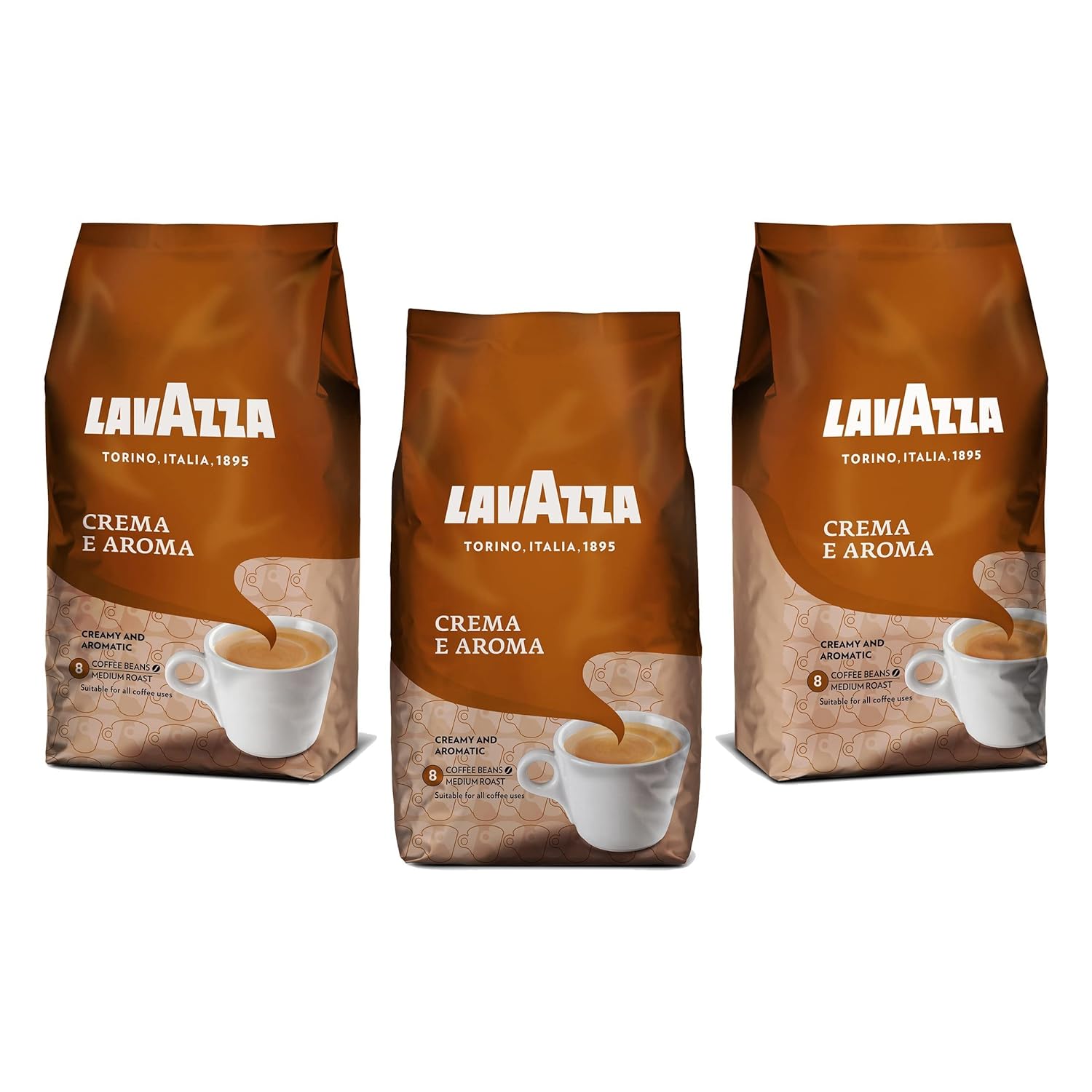 Lavazza coffee beans crema e aroma, bean coffee, 3 -pack, 3 x 1000g