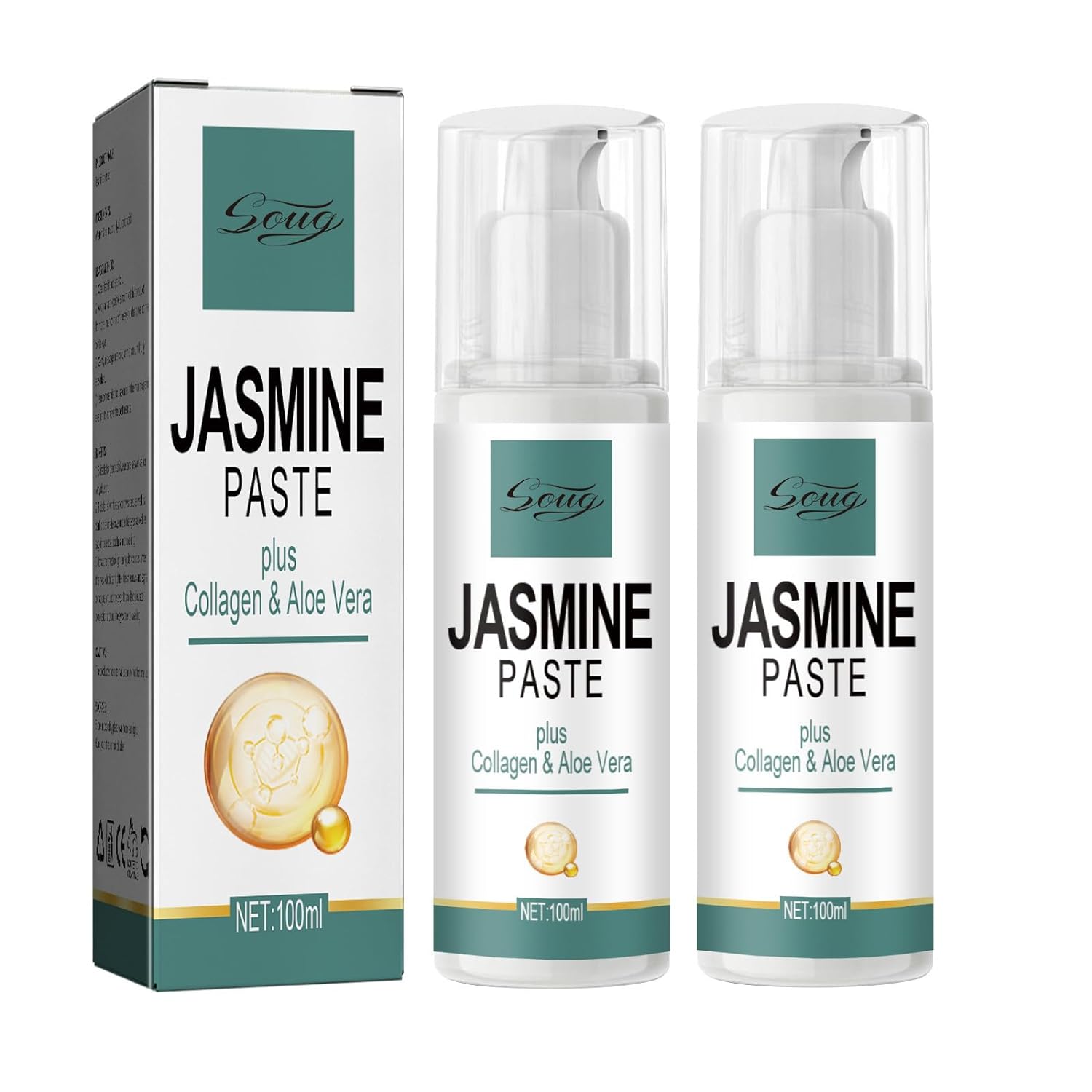 hgerGWW Jasmine Ointment for Dark Circles, Jasmine Eye Cream with Collagen and Aloe Vera Extract, Eye Cream for Dark Circles and Ichneumon Eyelids, Remove Bags and Puffiness, 100 ml (Pack of 2)