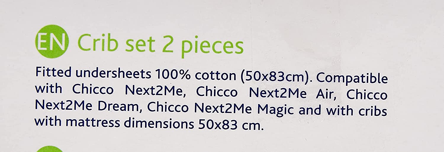 Chicco Baby Bedding Set Compatible with Next2Me, 2 Pieces, 50 x 83 cm, 100%