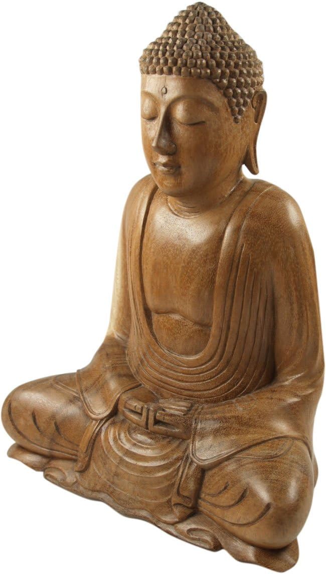 GURU SHOP Wooden Buddha Statue Handmade 30 cm Dhyana Mudra Design 11 Brown Buddha