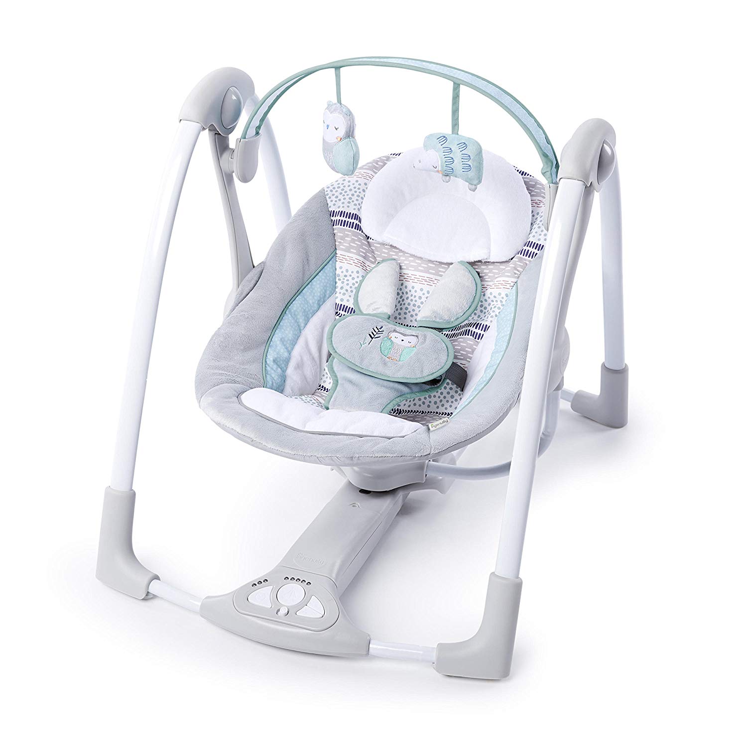 Ingenuity Folding Swing and Seat with Vibration, Melodies, Five Swing Settings and Power Supply grey
