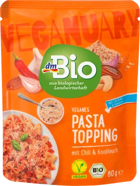 dmBio vegan pasta topping with chilli and garlic, 80 g