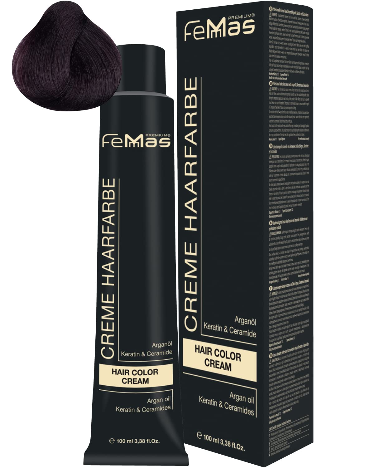 Femmas Hair Colour Cream, 100 ml Hair Colour with Argan Oil, Keratin & Ceramide (Medium Brown Mahogany 4.5), ‎medium 4.5