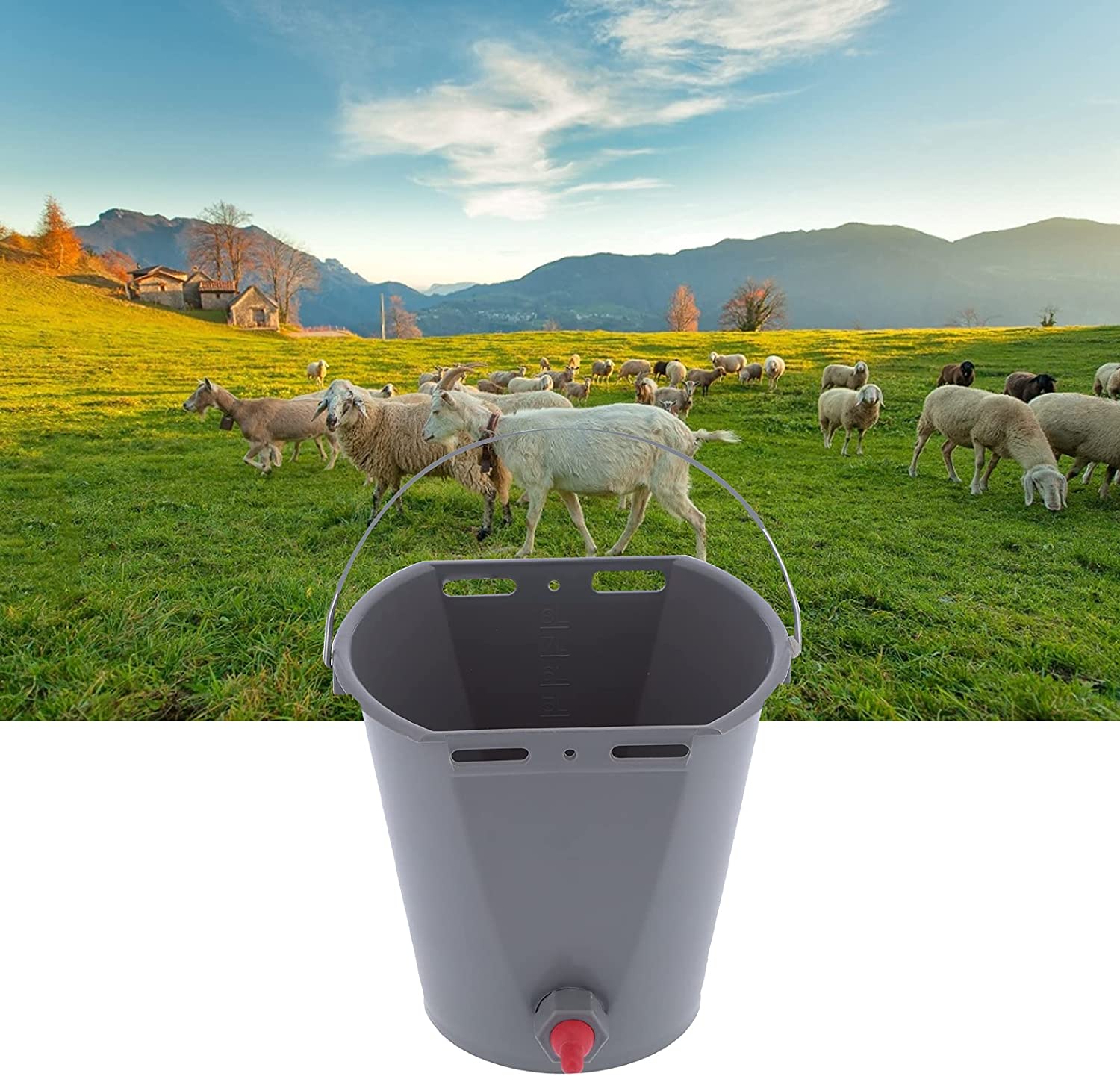 FEYV Cow Food Bucket, Sheep\'s Milk Feeding Bucket, Milk Food Bucket, Calf Food Bucket, Portable Plastic Calf Feeder Bucket for Farm (for Sheep)