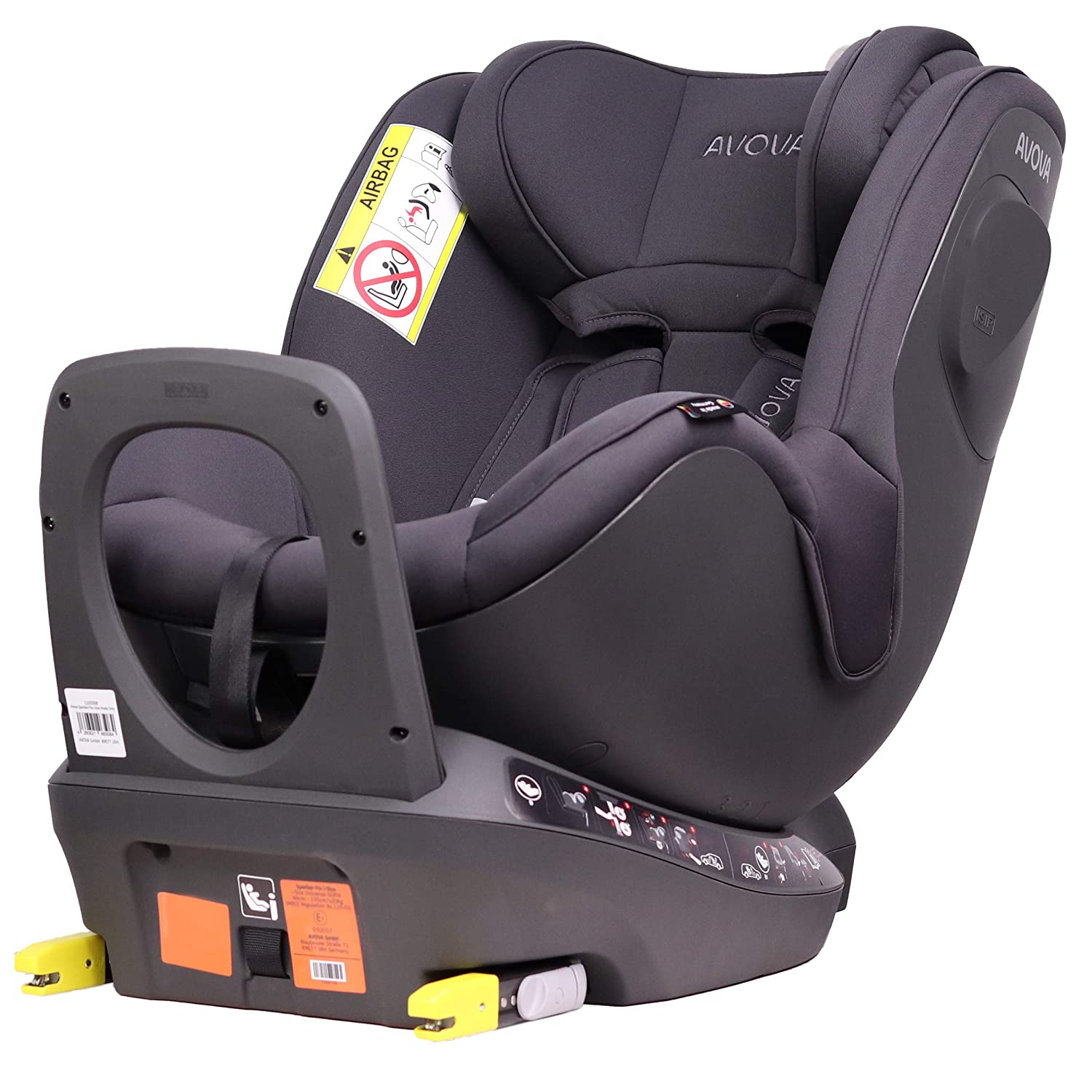 AVOVA Sperber-Fix i-Size Koala Grey Rotating Child Seat, Premium ISOFIX Child Seat, Group 0+, 1, Suitable for Children from Birth from 40 to 105 cm, Approx. 20 kg