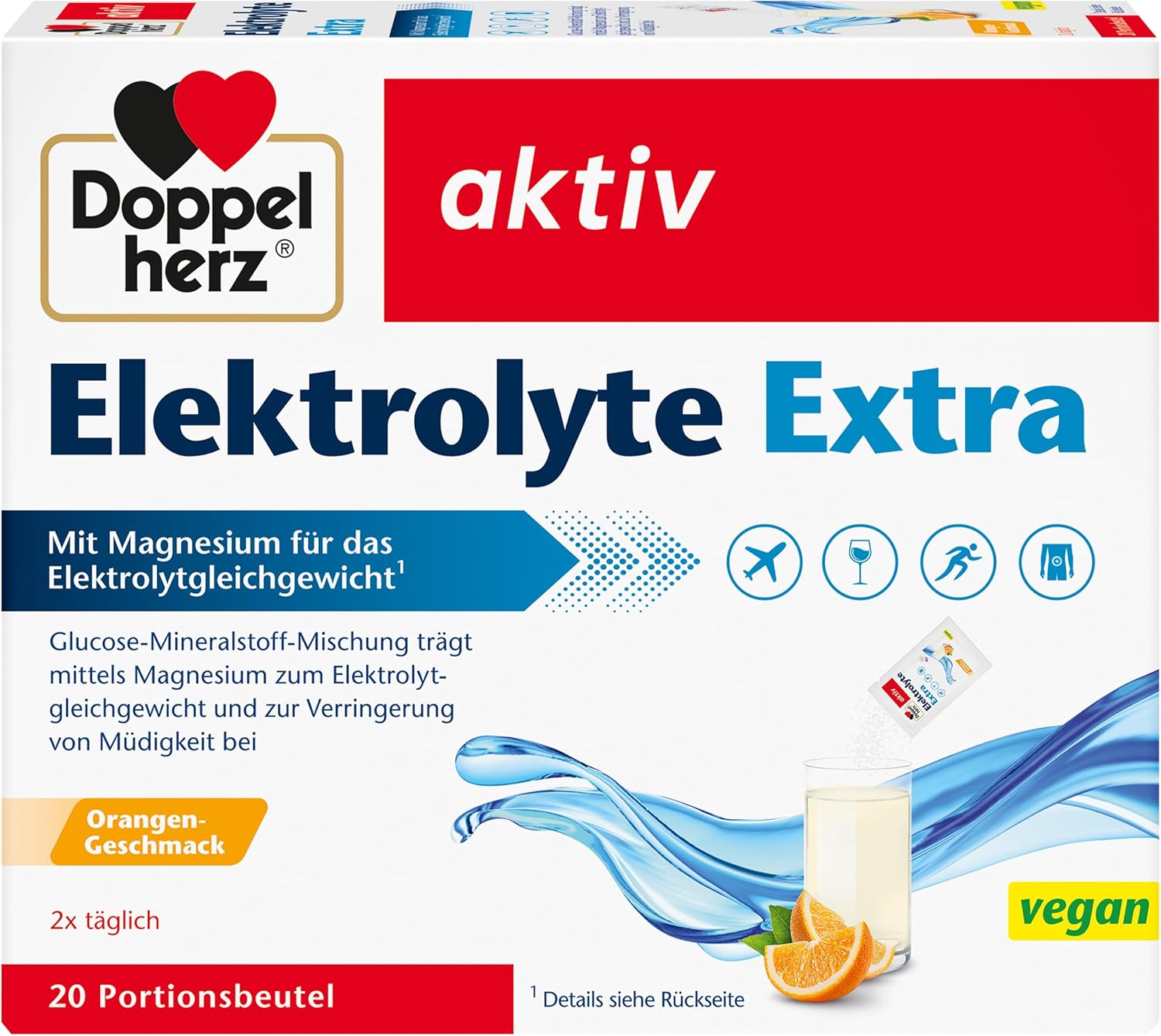 Doppelherz Electrolytes Extra - With Magnesium for Electrolyte Balance - Vegan - 20 Portion Bags