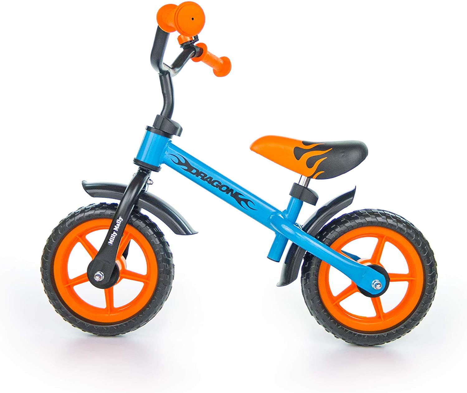 Milly Mally 4805 Children's Balance Bike 10 Inch Wheels with Bell, blue/ora