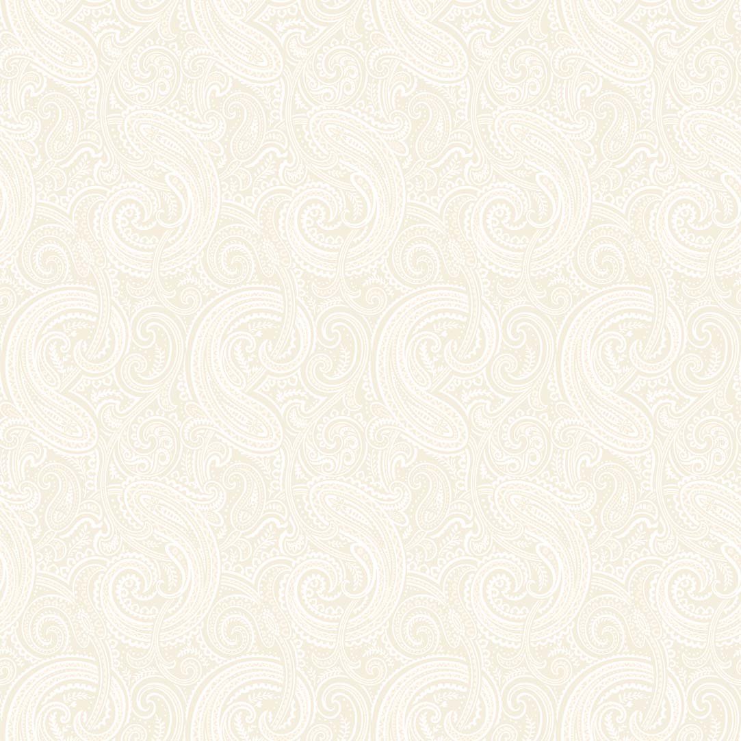 Non-Woven Wallpaper Shiny Beige White Paisley Lace 1340