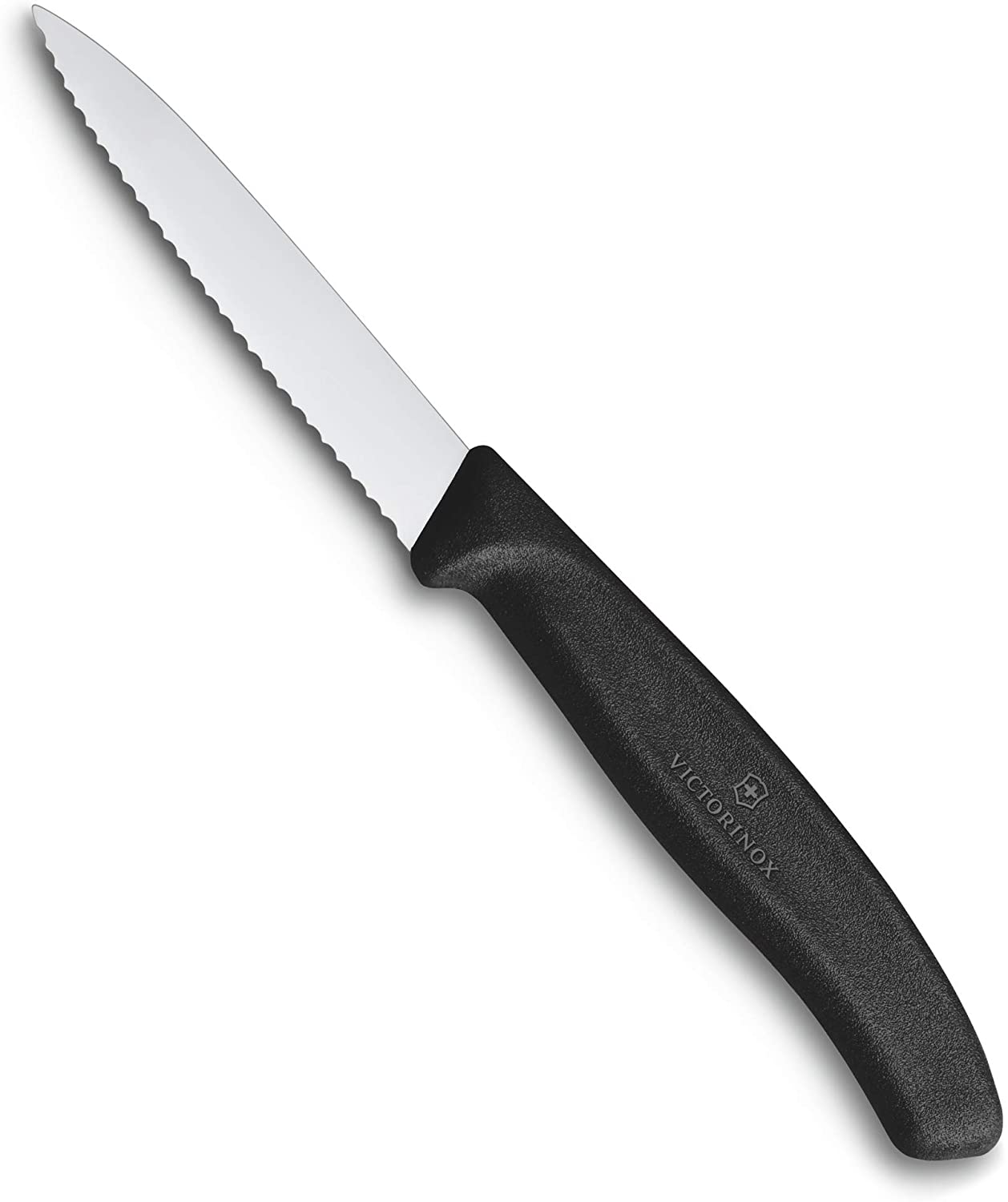 Victorinox kitchen knife 19 cm Swiss Classic, extra sharp serrated edge, ergonomic handle, dishwasher-safe, black