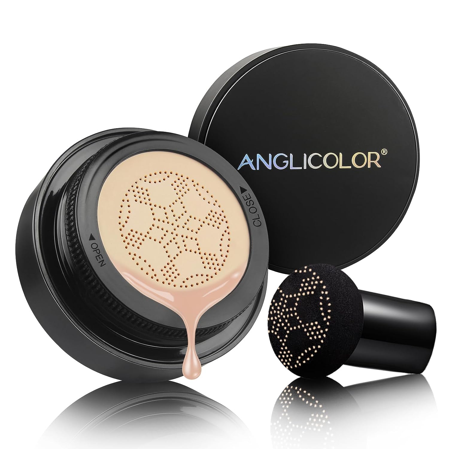 Anglicolor CC cream, cushion foundation, waterproof for long-lasting coverage of blemishes, mushroom head air cushion foundation, CC cream for face make-up with oil control effect (01#)