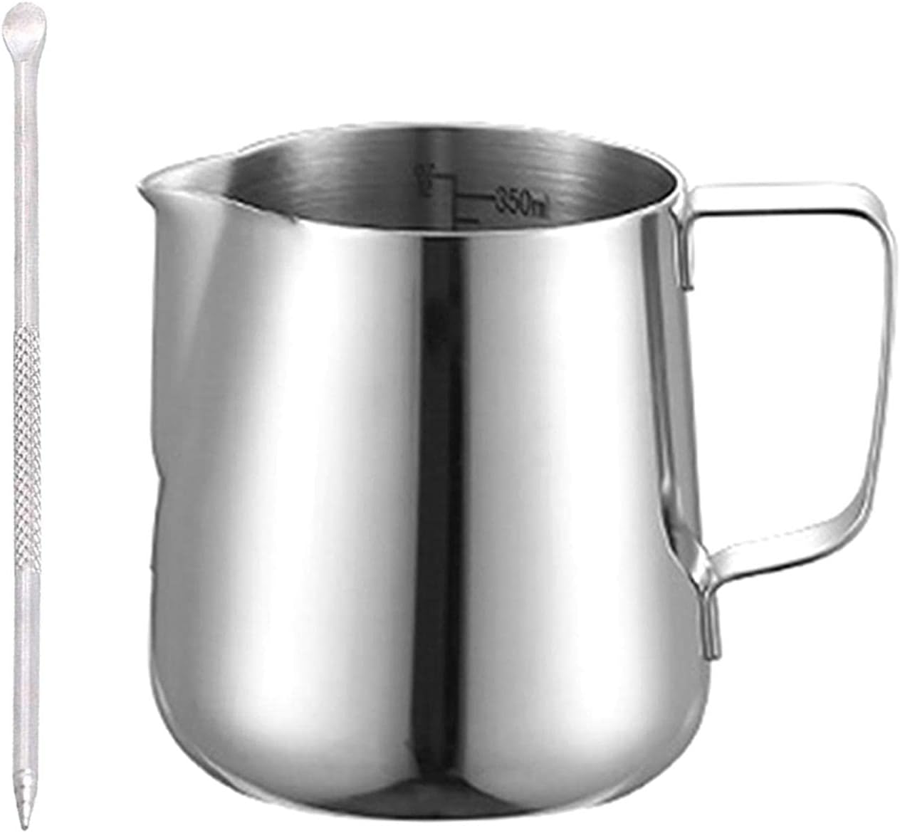 Milk Jug 350 ml Stainless Steel Frothing Jug 304 Stainless Steel Milk Frother with Latte Art Pen for Espresso, Milk Frother, Coffee, Latte Art, Coffee Lovers (Size: 350 ml)