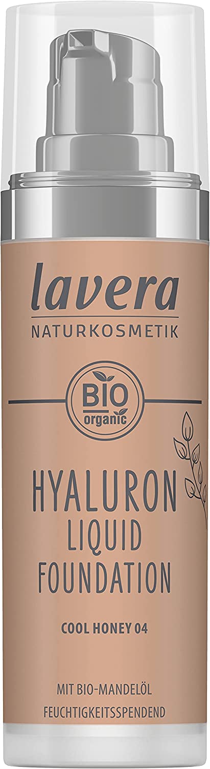 lavera Hyaluron Liquid Foundation - Cool Honey 04 - Naturkosmetik - Vegan - Seidige, leichte Textur - Frei von Mineralöl - Natürliche Hyaluronsäure & Bio-Mandelöl - 30ml, ‎cool
