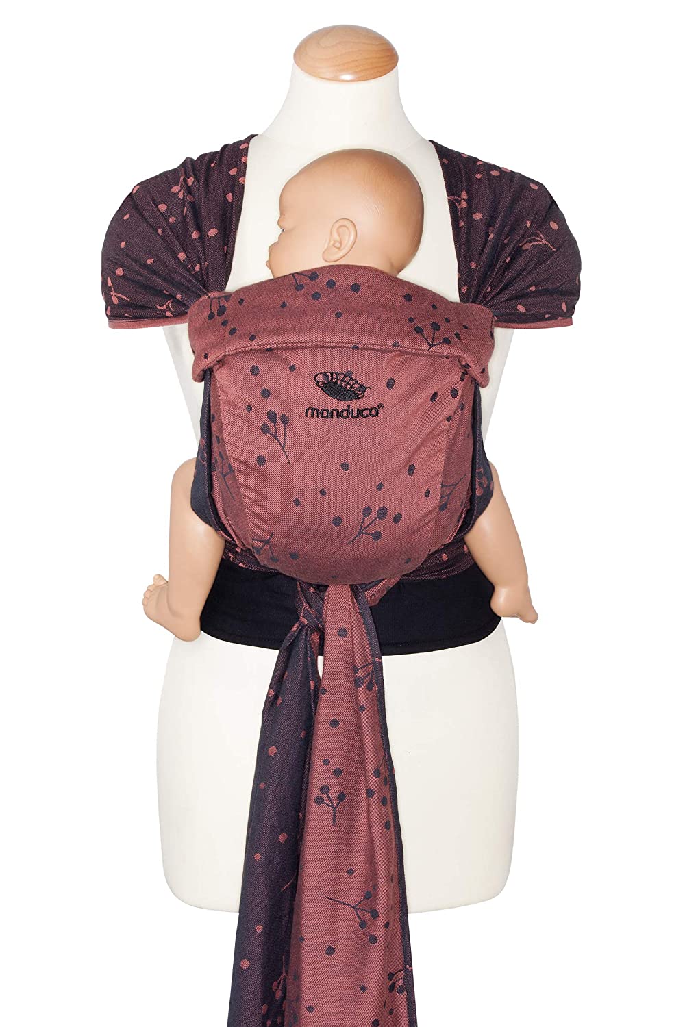 manduca Twist Baby Carrier > Craspedia Rouge < Newborn Carrier Made of Sling Fabric (Organic Cotton/Jaquard Woven), Soft Waist Belt with Buckle, Fan and Tie Straps, Red