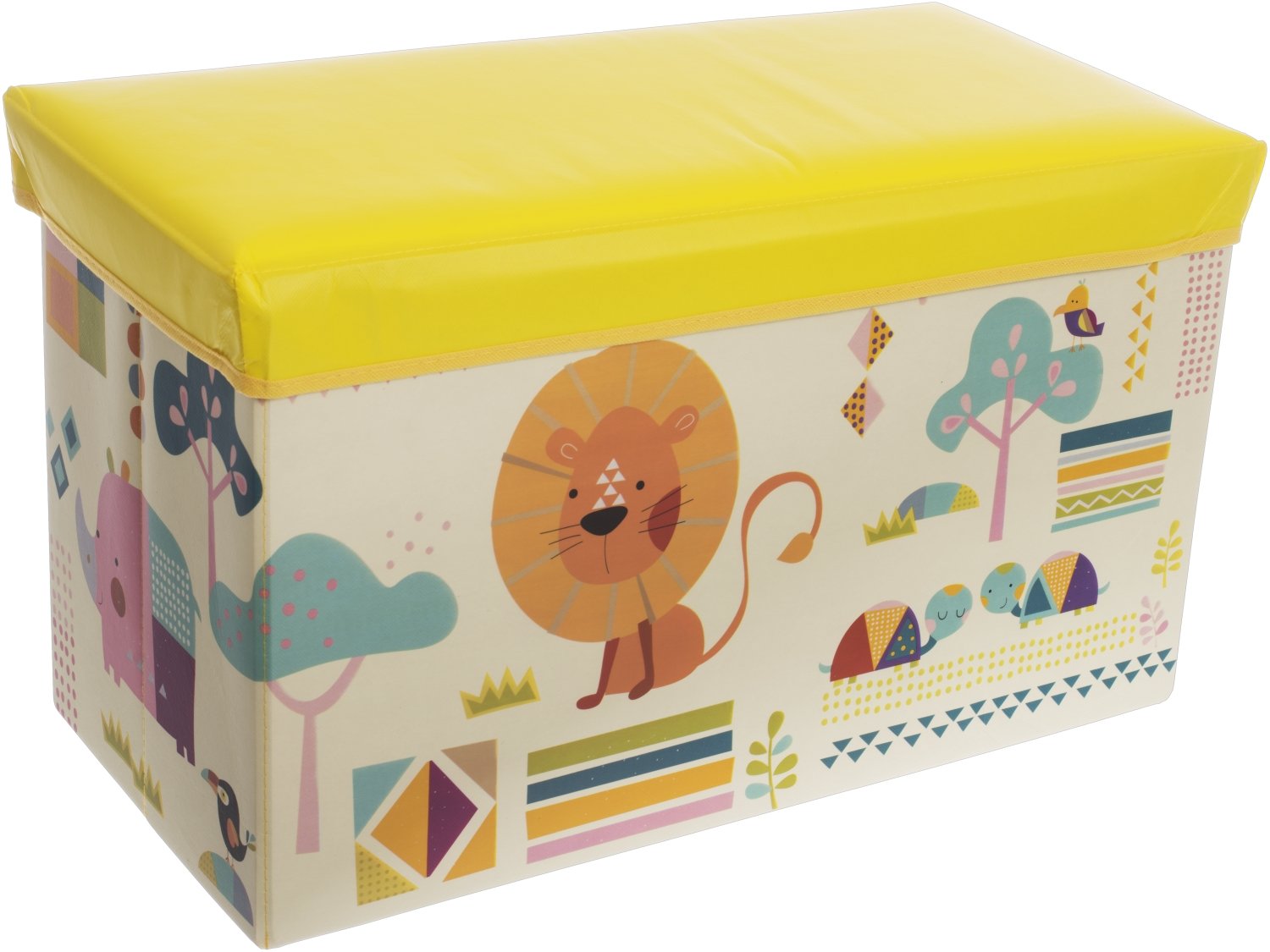 Bieco Folding Storage Box with Seat Bench Storage with Lid with Padded Zoo