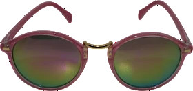 Sunglasses adults pink frame & colorful mirrored lenses, 1 piece
