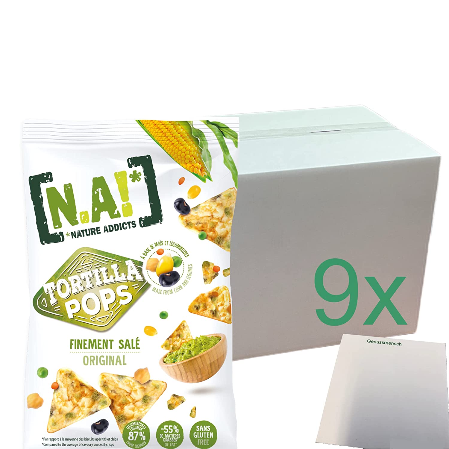 N.A! Tortilla Pops Finement Salé (12x80g Packung) + usy Block